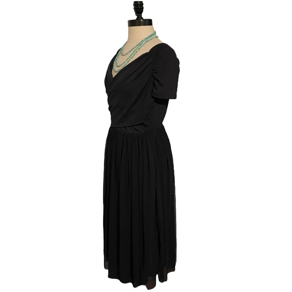 Zara Basic Collection Midi Dress - Lined With Tulle Overlay Skirt - Size Large - Picture 3 of 6